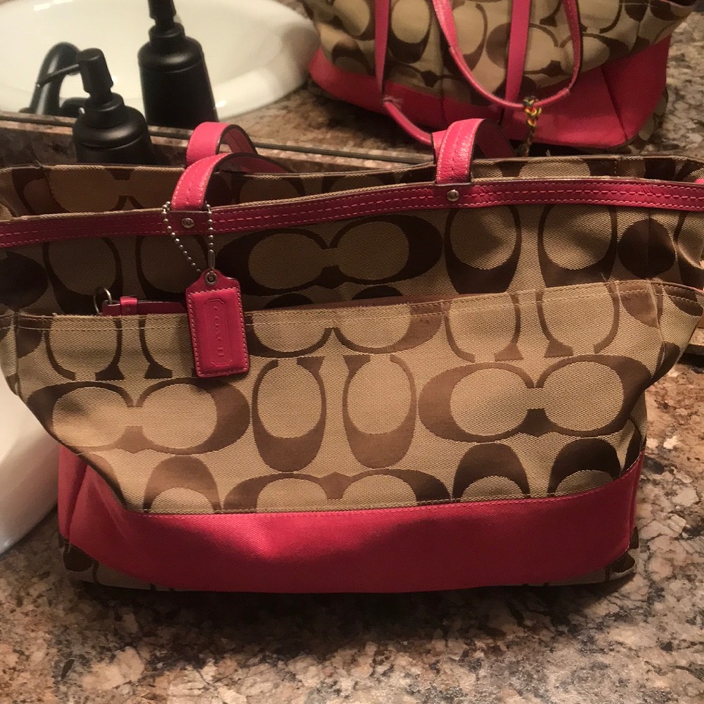 Authentic Coach pink diaper bag